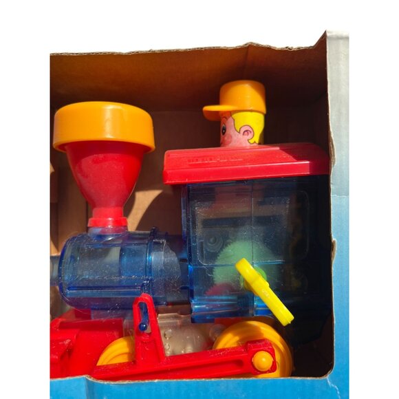 Vintage Blue Box Wind-Up Toot Toot Loco Toy Train With See-Through Body - Picture 4 of 6